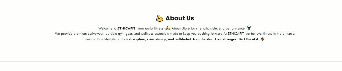 ETHICAFIT brand introduction and about section designed by Idowu Micheal Destiny (Micheal Automate)